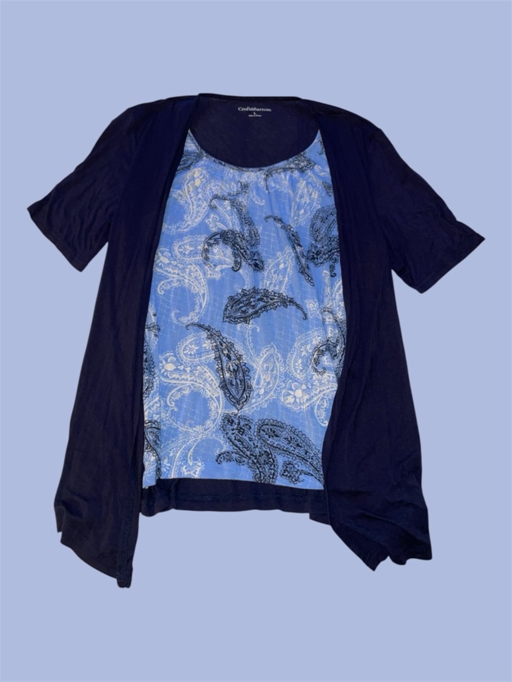 Croft & Barrow Blue Paisley Top
